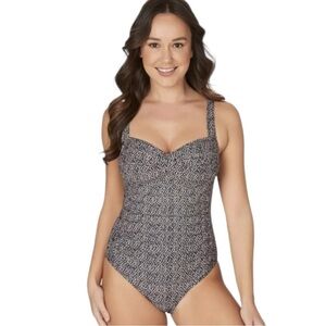 NipTuck Nautical Foil Louise One Piece Bathing Suit Navy Women’s Size 6